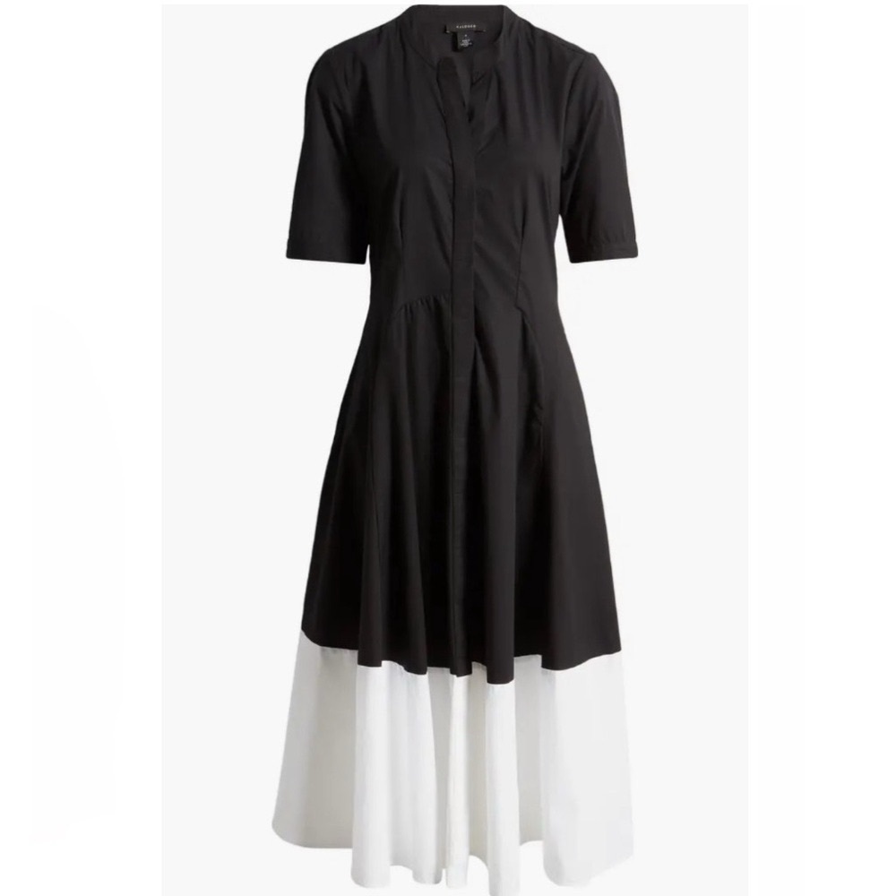 NEW Halogen Front Seam A-Line Midi Dress Rich Black - Picture 4 of 10